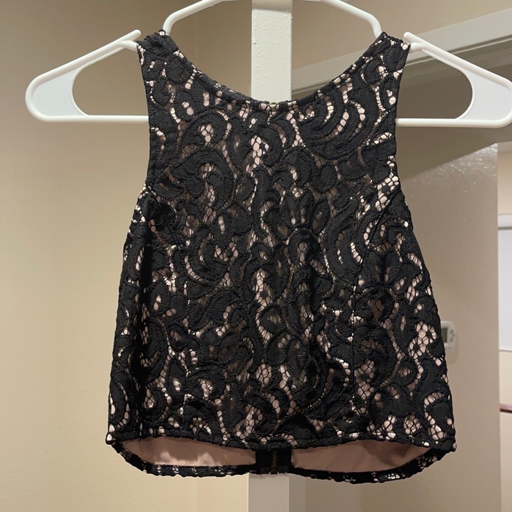 ANGL Black Lace Crop Top (NWT)